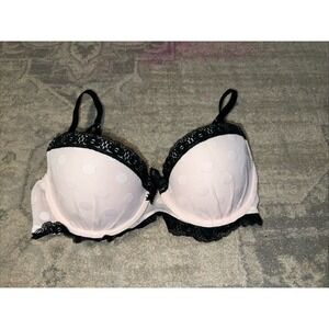 Pleasure State Underwire Lined Demi Bra Size 32DD Pink Black